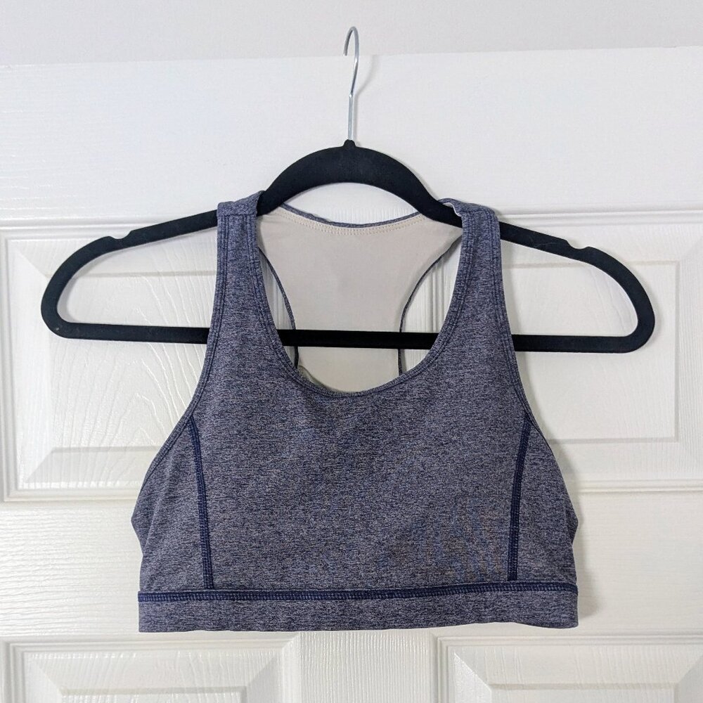 Senita Athletics Sports Bra, Purple, with Pocket, size small